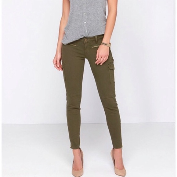 Banana Republic Pants - Banana Republic -Olive Skinny Pants Ankle Zip Crop